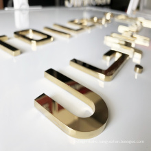 High Quality Gold Mirror Alphabet Logo Metal Wall Letters Sign